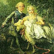 Francois-Hubert Drouais charles de france and his sister marie- adelaide France oil painting artist
